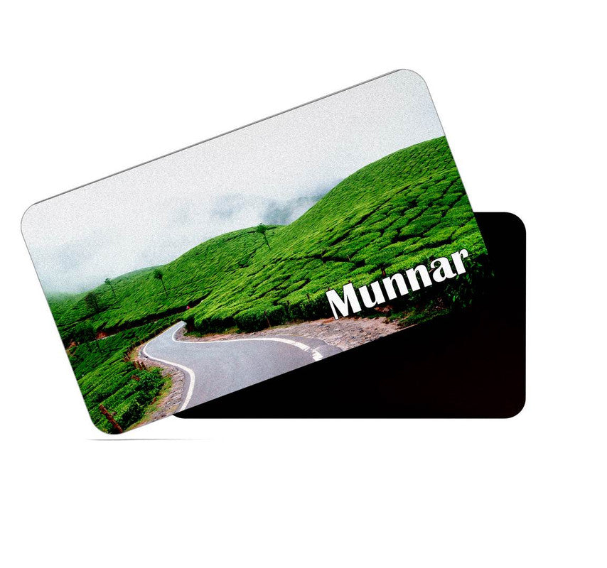 dhcrafts Rectangular Rubber Fridge Magnet / Magnetic Card Multicolor Kerala Munnar D8 Design Pack of 1 (8.6cm x 5.4cm)